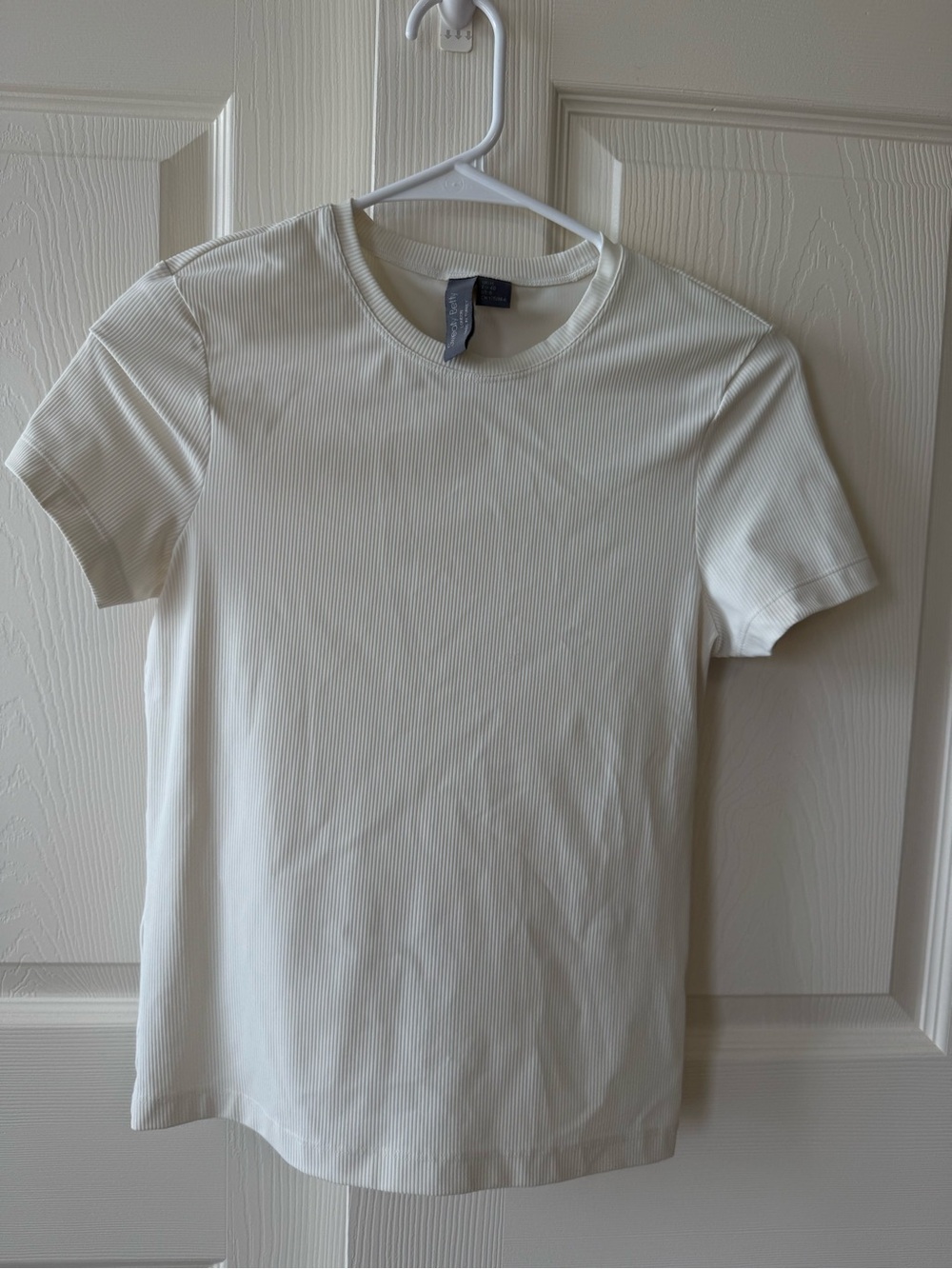 Sweaty Betty Cream Short Sleeve Ribbed Crew Tee